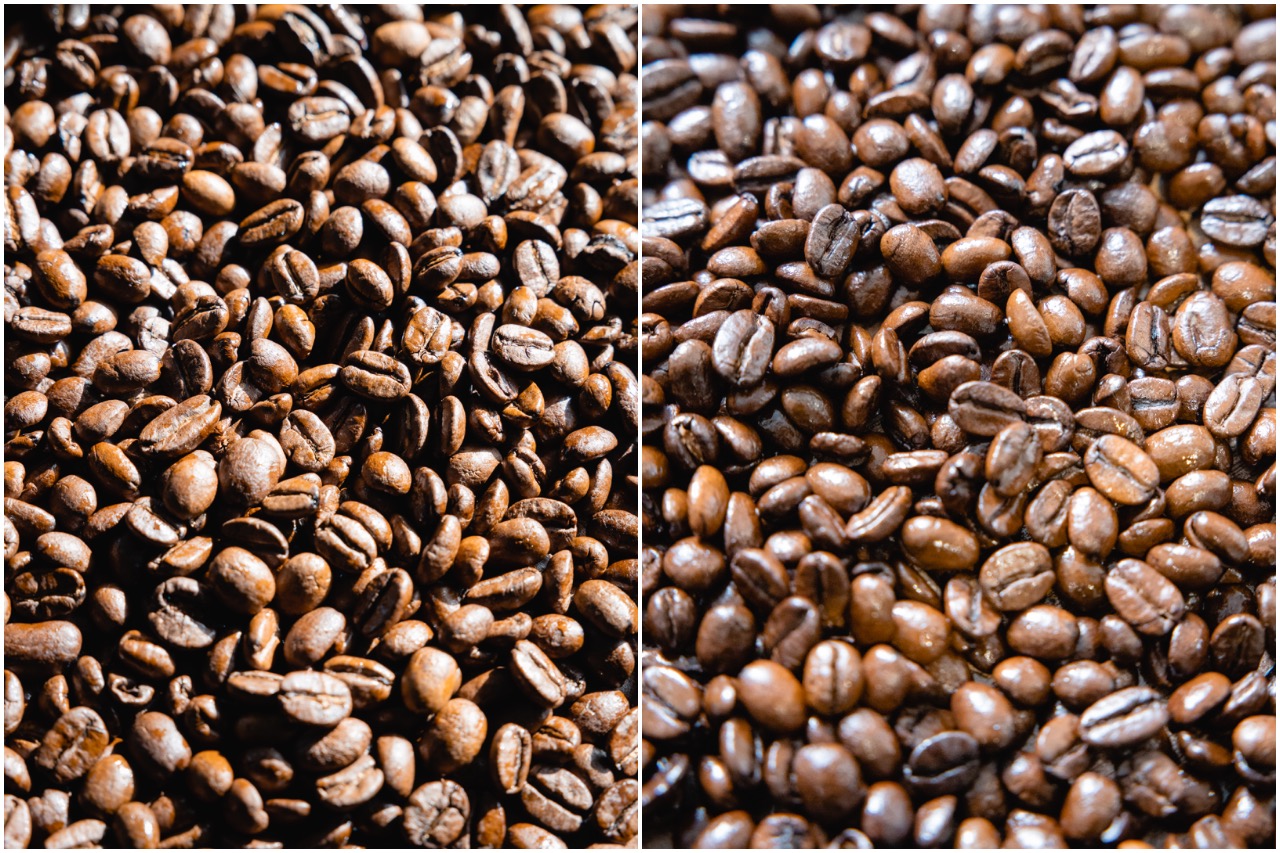 Oils on coffee beans