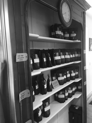 Retail stand with coffee